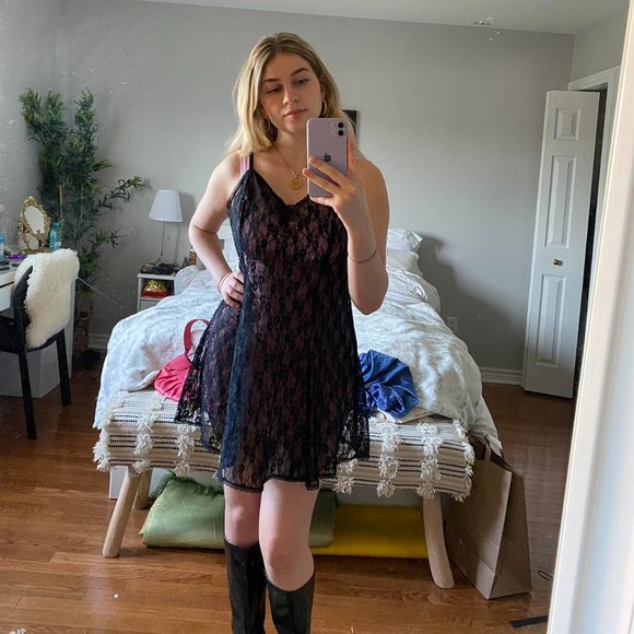 Sheer Black Lace Dress - Picture 2 of 3